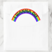 I Wanna Die - Rainbow Ovaler Aufkleber (Tasche)