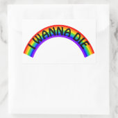 I Wanna Die - Rainbow Rechteckiger Aufkleber (Tasche)