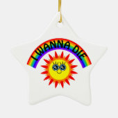I Wanna Die - Regenbogen Lächeln Sun Keramik Ornament (Hinten)
