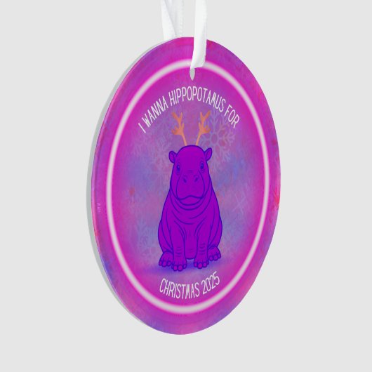 I Wanna Hippopotamus for Christmas - Purple Ornament (Vorderseite)