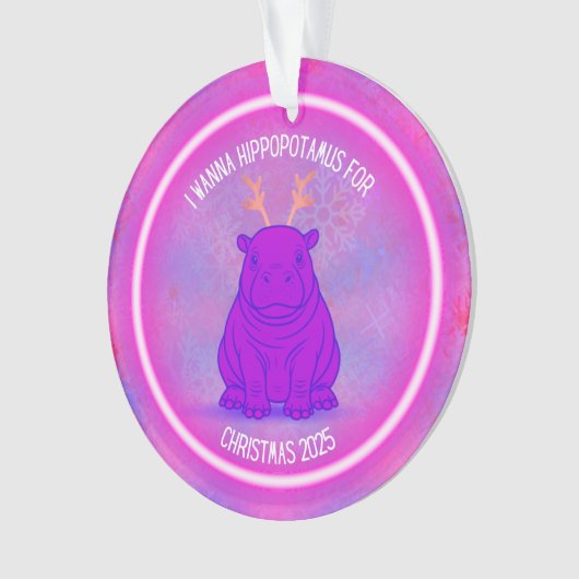 I Wanna Hippopotamus for Christmas - Purple Ornament (Vorderseite)