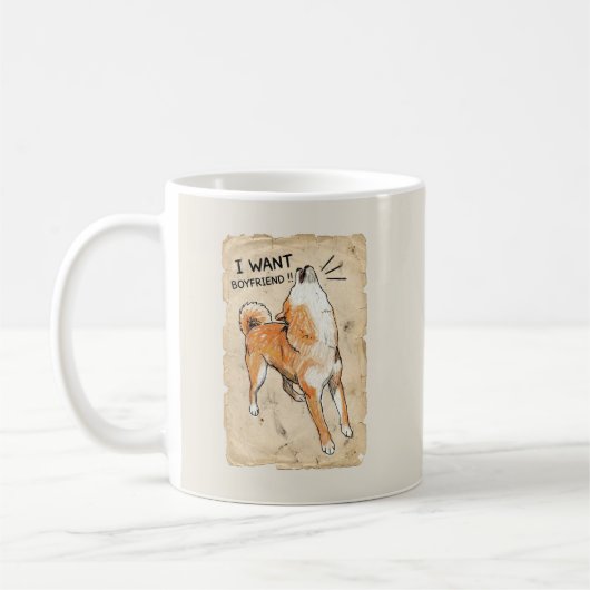 I Want a Boyfriend – Manifesting Shiba Inu Mug Kaffeetasse (Links)