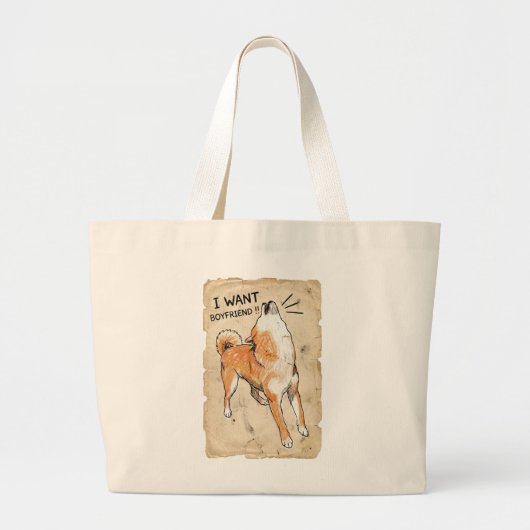 I Want a Boyfriend – Manifesting Shiba Inu Tote | Jumbo Stoffbeutel (Vorne)