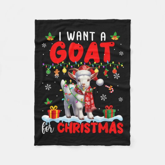 I Want A Goat For Christmas Santa Goat Farmer Ranc Fleecedecke (Vorderseite)