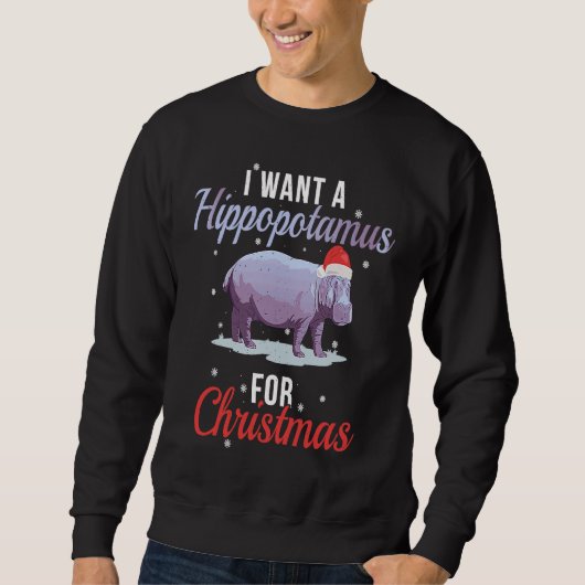 I Want A Hippopotamus for Christmas Baseball Sweatshirt (Vorderseite)