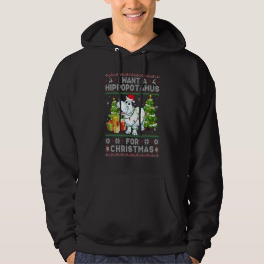 I Want A Hippopotamus For Christmas Hippo Santa Ug Hoodie (Vorderseite)