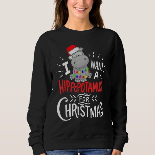 I Want A Hippopotamus For Christmas Hippo Xmas Pa Sweatshirt (Vorderseite)