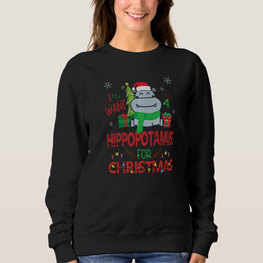 I Want A Hippopotamus For Christmas Santa Hat Hipp Sweatshirt (Vorderseite)