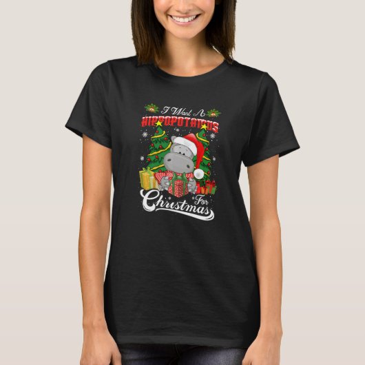 I Want A Hippopotamus For Christmas Tree Xmas Hipp T-Shirt (Vorderseite)