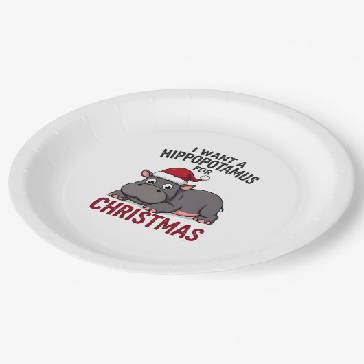 I Want A Hippopotamus For Christmas - Xmas Hippo ( Pappteller (Schrägansicht)