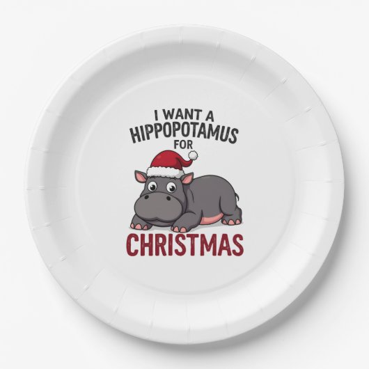 I Want A Hippopotamus For Christmas - Xmas Hippo ( Pappteller (Vorderseite)