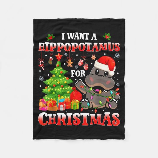 I Want A Hiptamus Christmas Funny Xmas Hip Lover Fleecedecke (Vorderseite)