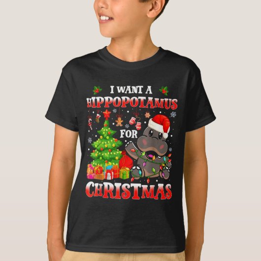 I Want A Hiptamus Christmas Funny Xmas Hip Lover  T-Shirt (Vorderseite)