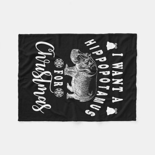 I Want A Hiptamus For Christmas Funny Hip Xmas Fleecedecke (Vorderseite (Horizontal))