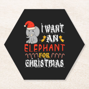 I Want An Elephant For Christmas Xmas Elephant Untersetzer