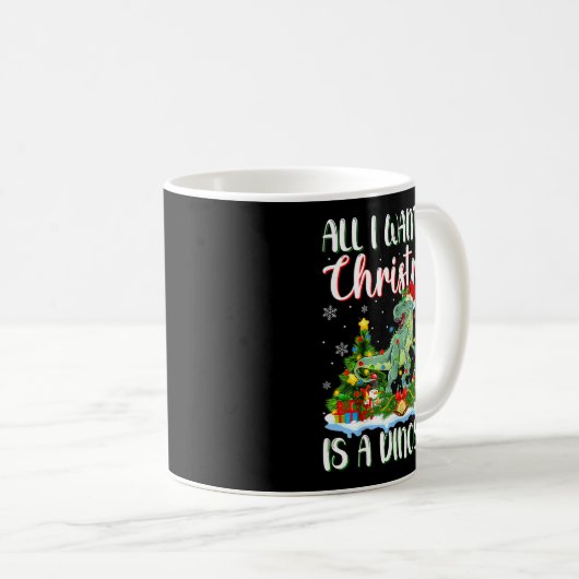 I Want For Christmas Is A Dinosaur Xmas Tree Light Kaffeetasse (VorderseiteRechts)
