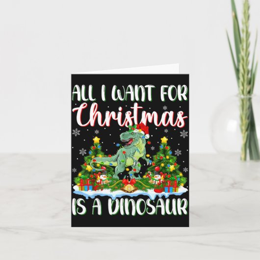 I Want For Christmas Is A Dinosaur Xmas Tree Light Karte (Vorderseite)