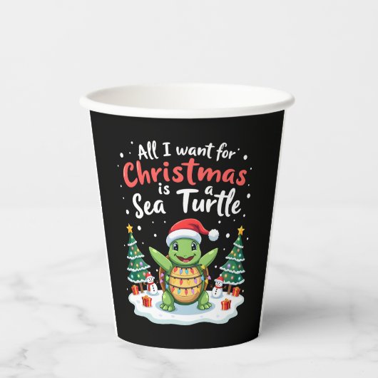 I Want For Christmas Is A Sea Turtle Xmas Tree Lig Pappbecher (Vorderseite)