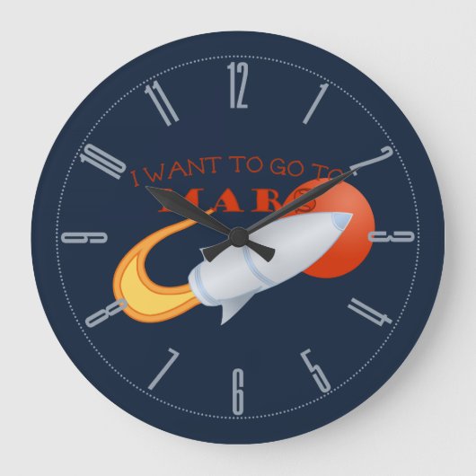 I Want To Go To Mars Große Wanduhr (Vorderseite)