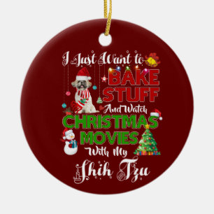 I want to watch christmas movies with my shih tzu keramik ornament