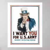 "I Want YOU" Uncle Sam (white) Poster (Vorne)