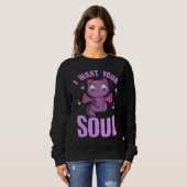 I Want Your Soul Funny Halloween Cute Black Cat Ba Sweatshirt (Vorne ganz)