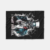 I Want Your Soul – Skeleton Sam Creepy Halloween H Fleecedecke (Vorderseite (Horizontal))