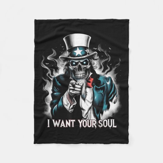 I Want Your Soul – Skeleton Sam Creepy Halloween H Fleecedecke (Vorderseite)