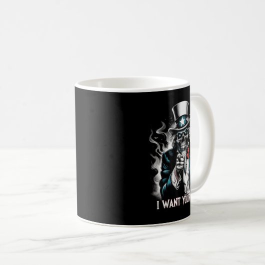 I Want Your Soul – Skeleton Sam Creepy Halloween H Kaffeetasse (VorderseiteRechts)