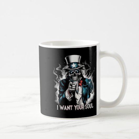 I Want Your Soul – Skeleton Sam Creepy Halloween H Kaffeetasse (Rechts)