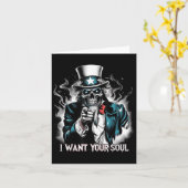 I Want Your Soul – Skeleton Sam Creepy Halloween H Karte (Gelbe Blume)
