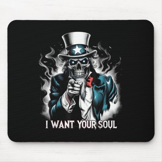 I Want Your Soul – Skeleton Sam Creepy Halloween H Mousepad (Vorne)