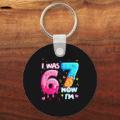 I Was 6 Now 7 7th Birthday Ice Cream Dripng Kids 6 Schlüsselanhänger (Vorderseite)