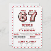 I Was 6, Now I’m 7 – Baseball 7th Birthday Einladung (Vorderseite)