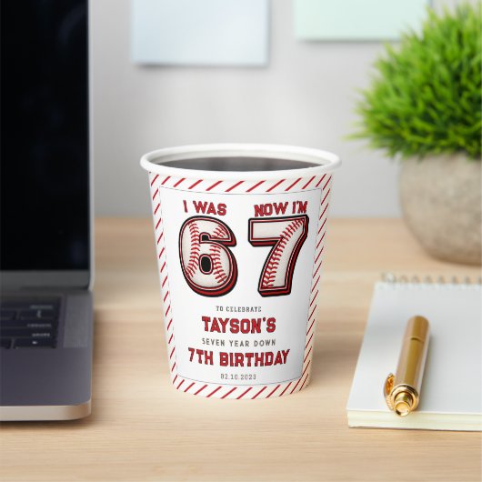 I Was 6, Now I’m 7 – Baseball 7th Birthday Pappbecher (InSitu)