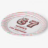 I Was 6, Now I’m 7 – Baseball 7th Birthday Pappteller (Schrägansicht)