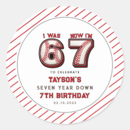 I Was 6, Now I’m 7 – Baseball 7th Birthday Runder Aufkleber