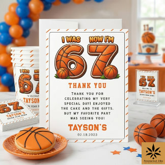 I Was 6, Now I’m 7 Basketball Birthday – All-Star Dankeskarte
