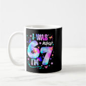 I Was 6 Now I’m 7 Butterfly 7th Birthday Girls Kid Kaffeetasse (Links)