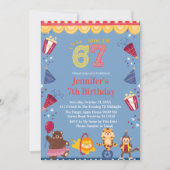 I Was 6 Now I’m 7 Circus 7th Birthday Kids Einladung (Vorderseite)