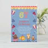 I Was 6 Now I’m 7 Circus 7th Birthday Kids Einladung (Stehend Vorderseite)