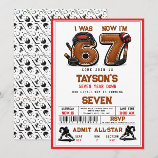 I Was 6, Now I’m 7 – Hockey 7th Birthday Party Einladung