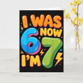 I Was 6 Now I’m 7 Six Seven 7th Birthday Boys Girl Karte (Gelbe Blume)