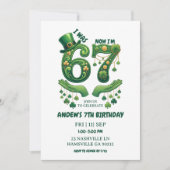 I Was 6 Now I’m 7 St. Patrick’s Day Boy Birthday Einladung (Vorderseite)