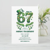 I Was 6 Now I’m 7 St. Patrick’s Day Boy Birthday Einladung (Stehend Vorderseite)