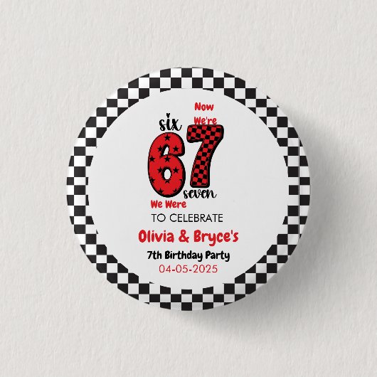 I Was 6, Now I’m 7 – Twin 7th Birthday for Kids Button (Vorderseite)