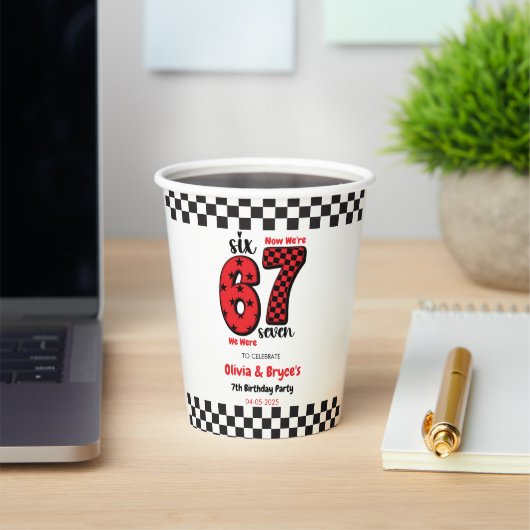 I Was 6, Now I’m 7 – Twin 7th Birthday for Kids Pappbecher (InSitu)