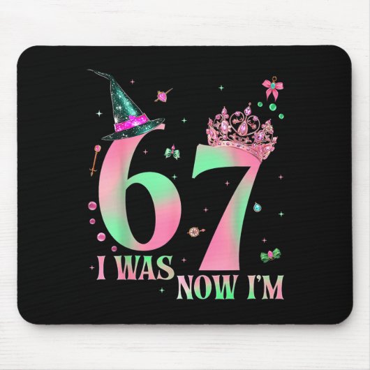 I Was 6 Now I'm 7 67 Birthday Witch Nk Green Birth Mousepad (Vorne)