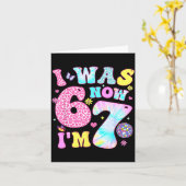 I Was 6 Now I'm 7 67 Meme Groovy Retro 7th Birthda Karte (Gelbe Blume)