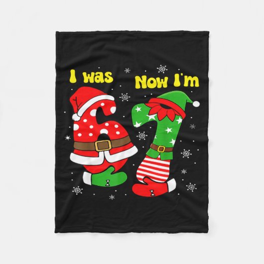 I Was 6 Now I'm 7 67 Seven Year Old Birthday Girls Fleecedecke (Vorderseite)